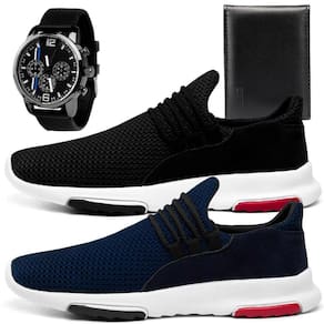 Kit 2 Tênis Caminhada Masculino Calce Fácil+Relógio+Carteira