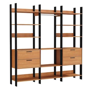 Guarda Roupa Closet Industrial 217cm 4 Gavetas 100% MDF TW404 Freijó/Preto Fosco - Pradel