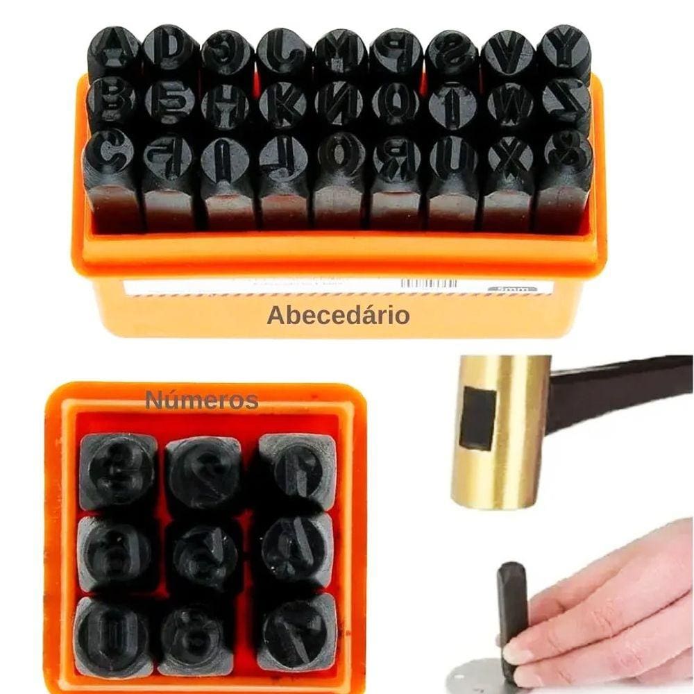 Kit Jogo Marcador Punção 36 Peças Alfanumérico 4mm Letra e Numero - Starfer