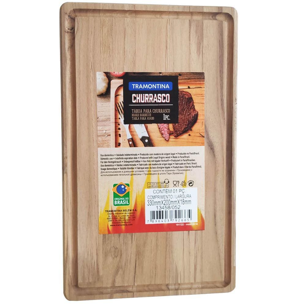 Tábua De Corte Retangular 33cmx20cm Tábua De Churrasco Madeira Teca Tramontina