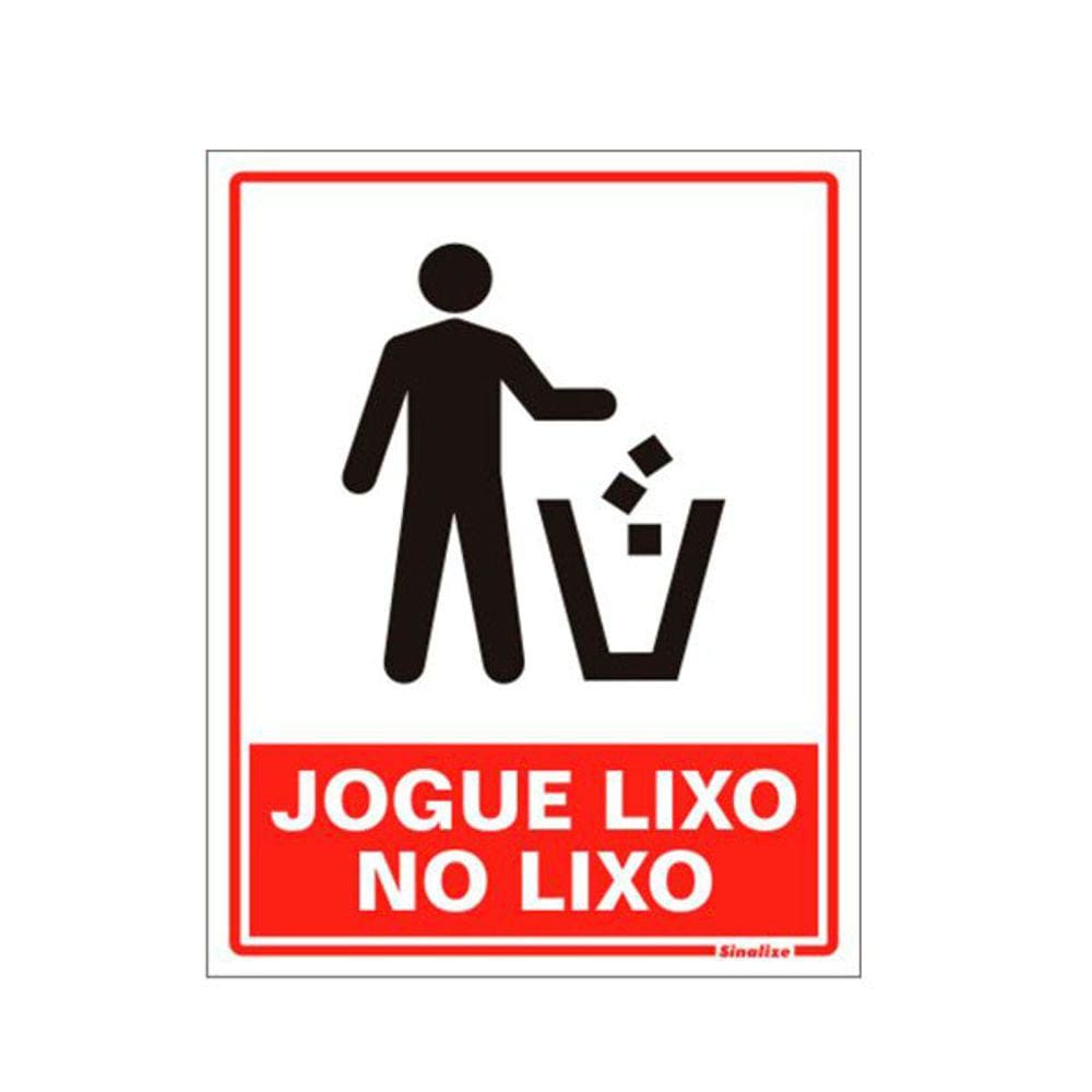 Placa Sinalizacao 15 X 20cm - Jogue O Lixo 220aq