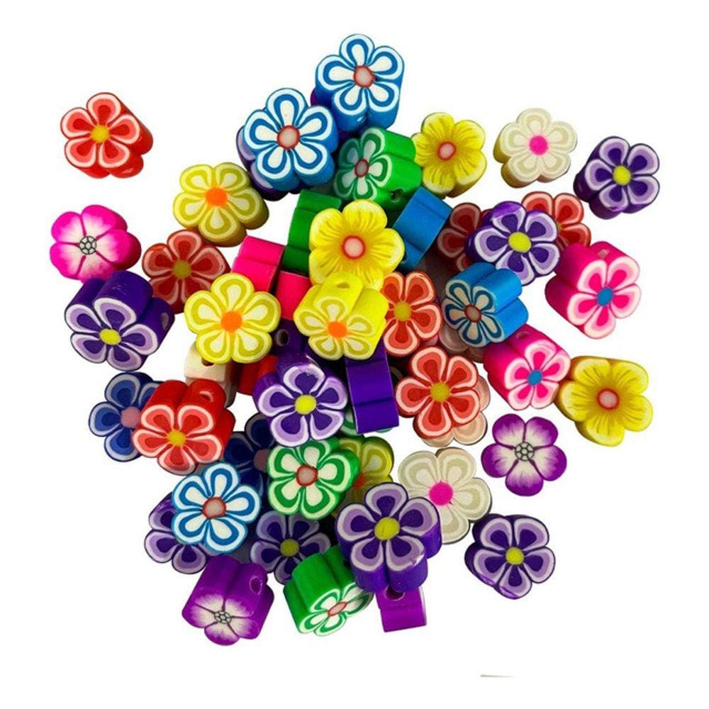 Kit miçangas Infantil Flor Entremeio 100 Flores Para Bijuterias Missangas Colares Pulseiras