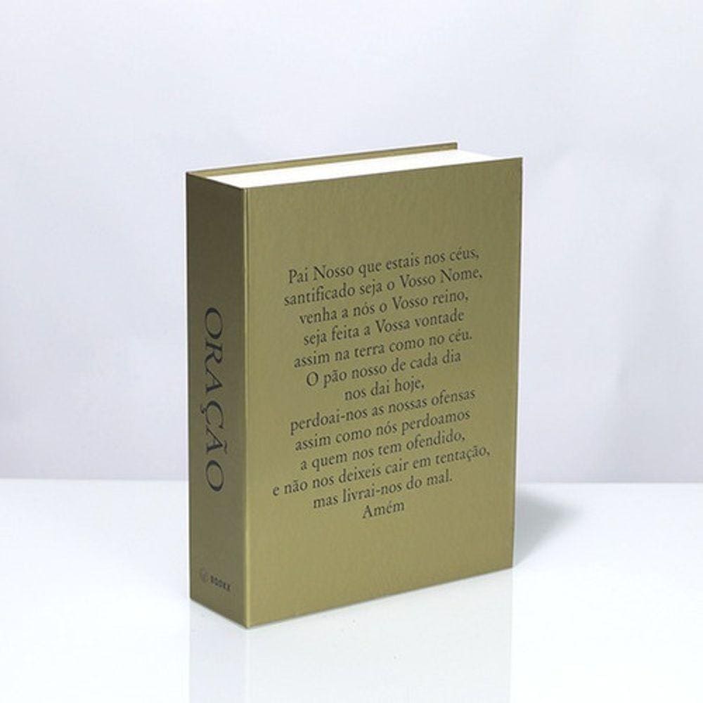Caixa Livro Metalizado Oração Pai Nosso 26x20x7cm