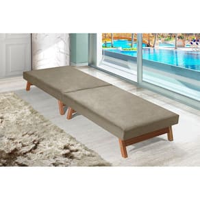 Cama Portátil Dobrável Cinza Claro C/pés Madeira Espuma D26 Multifuncional