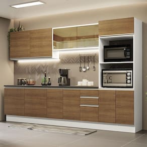 Cozinha Completa 100% MDF Madesa Acordes 310001 com Armário e Balcão - Branco/Rustic