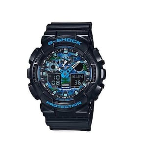 Relogio Casio G-Shock Ga-100Cb-1Adr Preto Fundo Azul