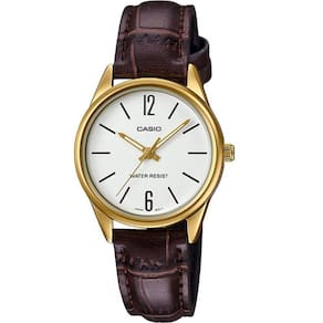Relógio Feminino Casio Ltp-V005Gl 7Bu Dourado Couro Marrom