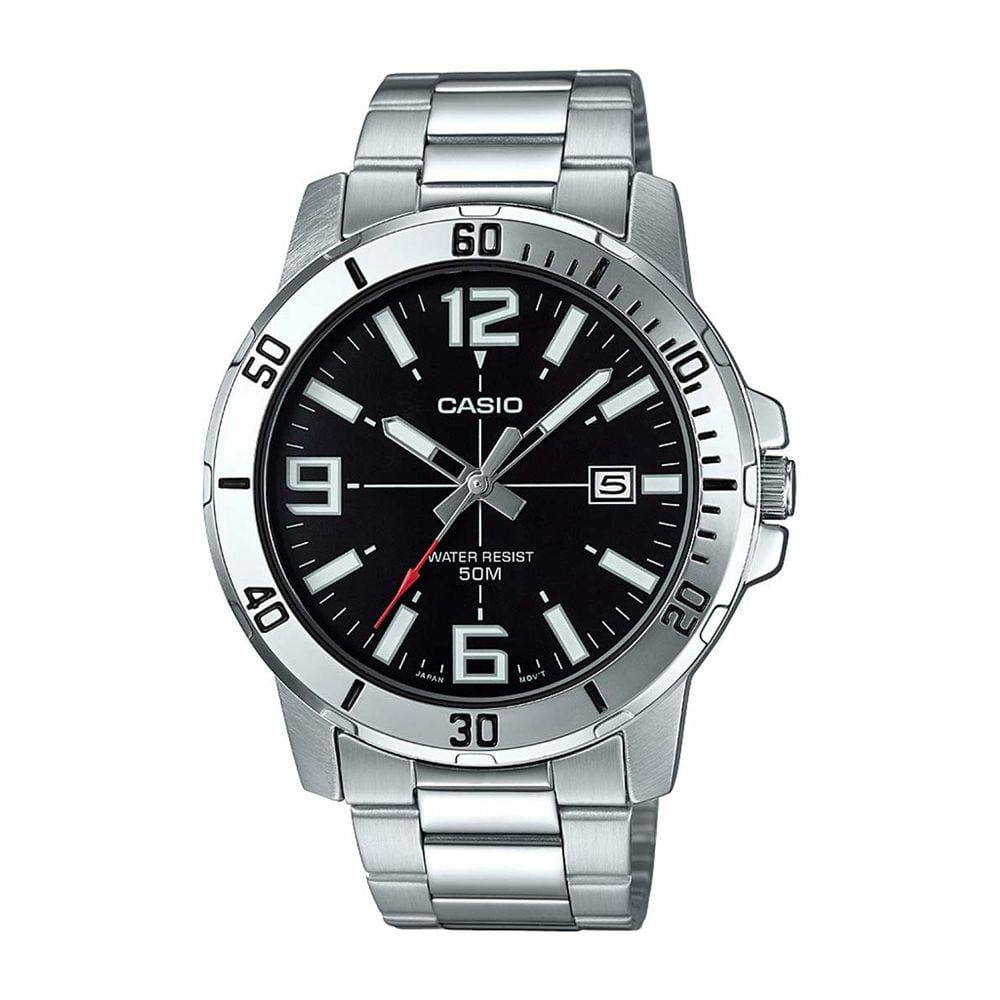 Relógio Masculino Casio Prata Fundo Preto Com Data
