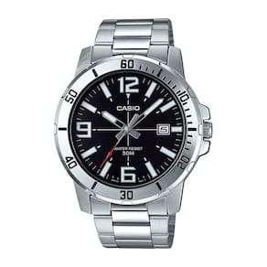 Relógio Masculino Casio Prata Fundo Preto Com Data