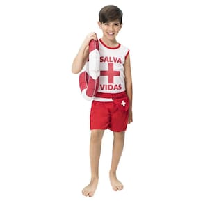 Fantasia Carnaval Salva Vidas Infantil Menino Guarda Vidas