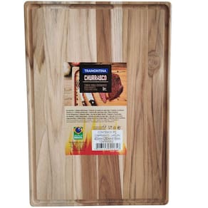Tábua De Corte Retangular 40cmx28cm Tábua De Churrasco Madeira Teca Tramontina