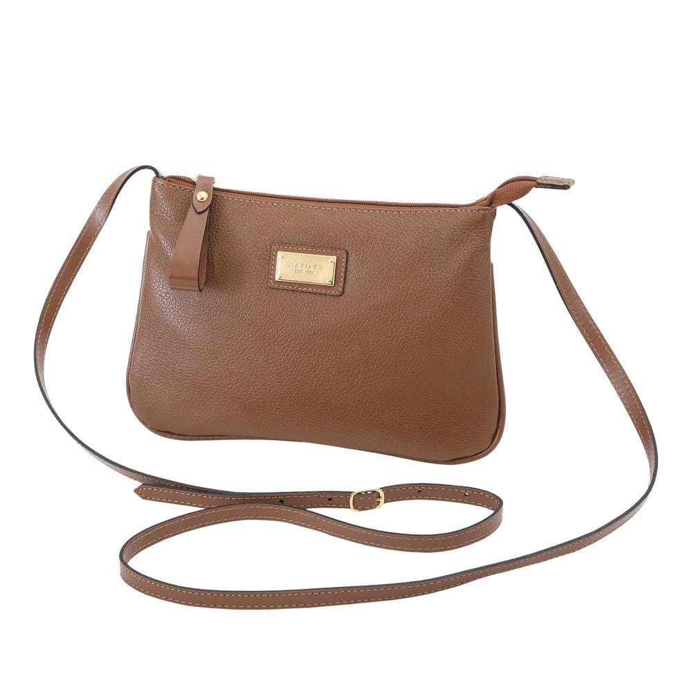 Bolsa De Couro Legítimo Feminina Transversal Marrom Mariart