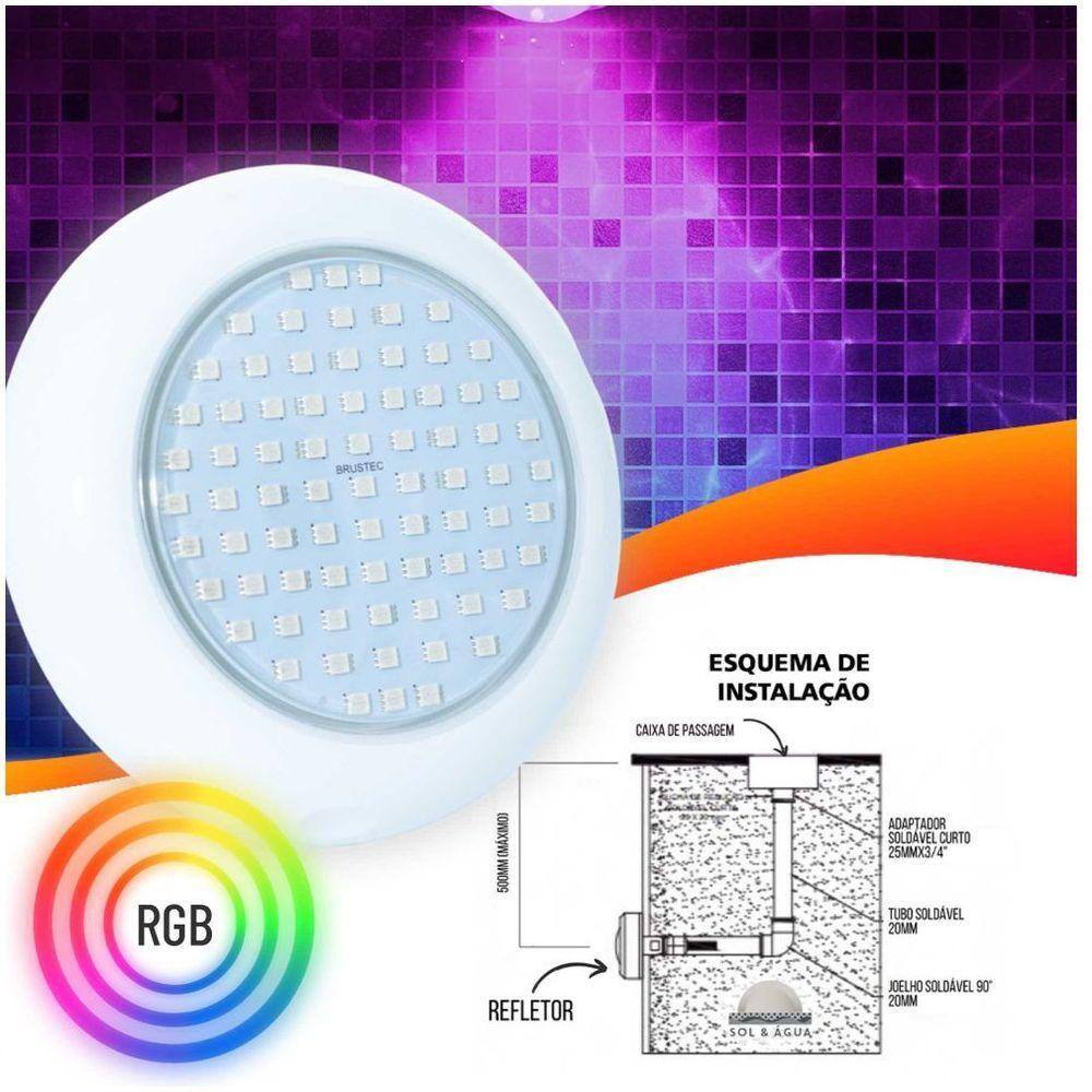 Refletor Power Led 15W Abs Iluminação Para Piscina Rgb Cor Da Luz Multicolorida - Brustec