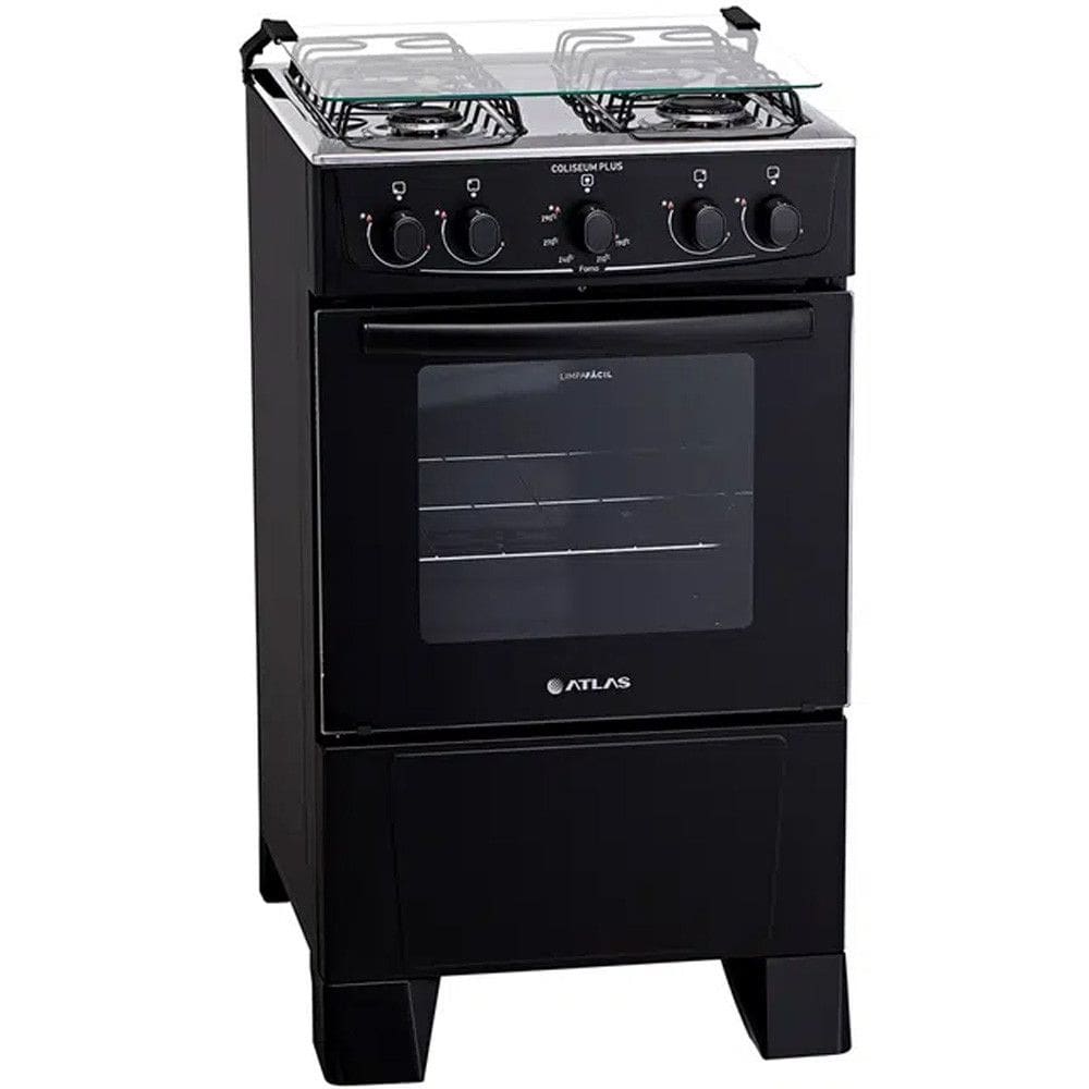 Fogão Atlas Coliseum Plus 4 Bocas Acendimento Manual Mesa de Inox Forno 50L