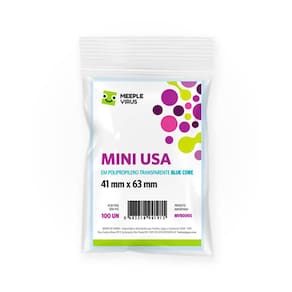 Shields Sleeves Mini Usa 41 X 63mm Blue Core Meeple Virus 100 unidades