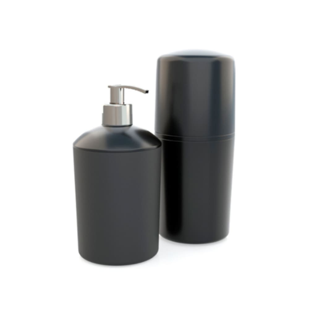 Kit banheiro utility one de 2 peças porta 4 escovas  e uma pasta e porta sabonete líquido de 500ml