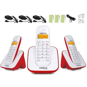 Kit Telefone TS 3110 Intelbras e 2 extensão Data Hora Alarme