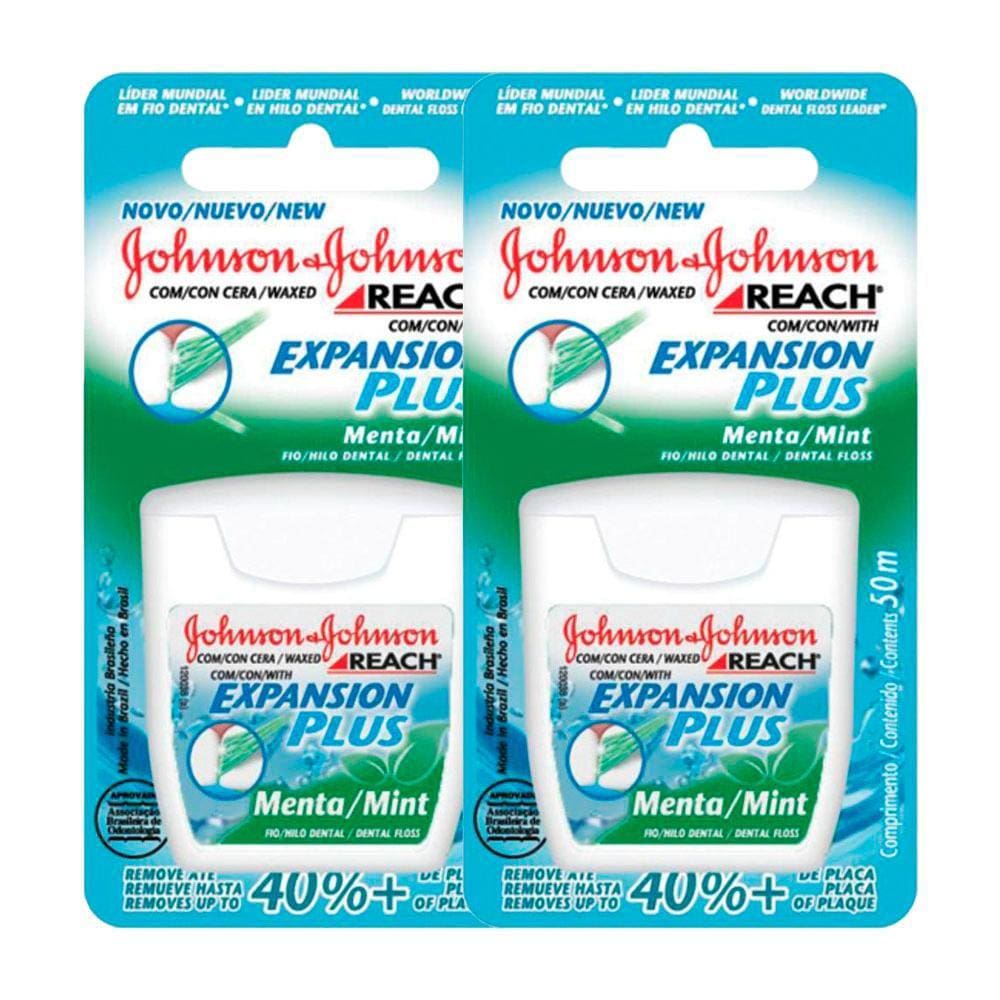 Kit 2 Fio Dental Reach Expansion Plus Menta Johnson`s 50m