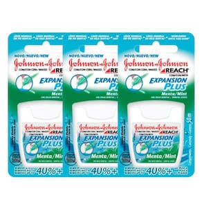Kit 3 Fio Dental Reach Expansion Plus Menta Johnson`s 50m