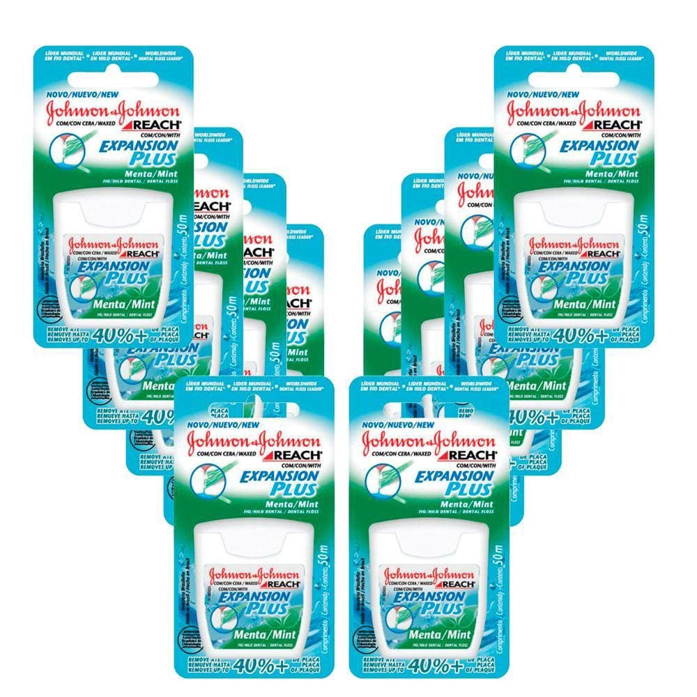 Kit 10 Fio Dental Reach Expansion Plus Menta Johnson`s 50m