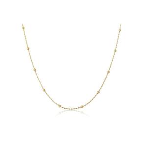 Colar De Corrente Com Bolinhas Douradas Folheado Em Ouro 18k