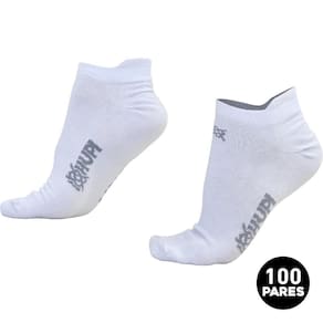 Meia HUPI Casual Invisível Algodão Branco G - Kit 100 Pares