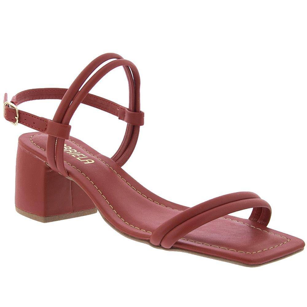 Sandalia vermelha salto grosso | Ponto