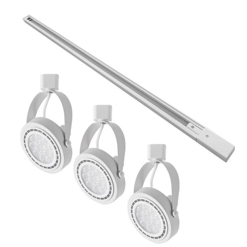 Kit Trilho 1 Metro com 3 Spots Nordecor Merah AR111 GU10 Bivolt Branco