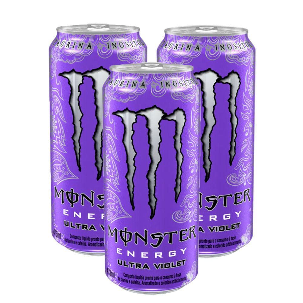 Energético Monster Energy Ultra Violet 473ml | Kit com três unidades