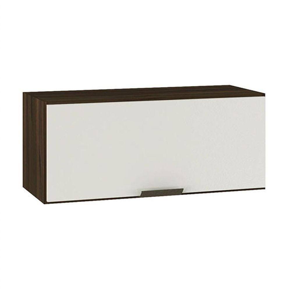 Armário Aéreo Basculante Geladeira Flair 80cm 1 Porta Poliman Móveis Nogueira Com Off White