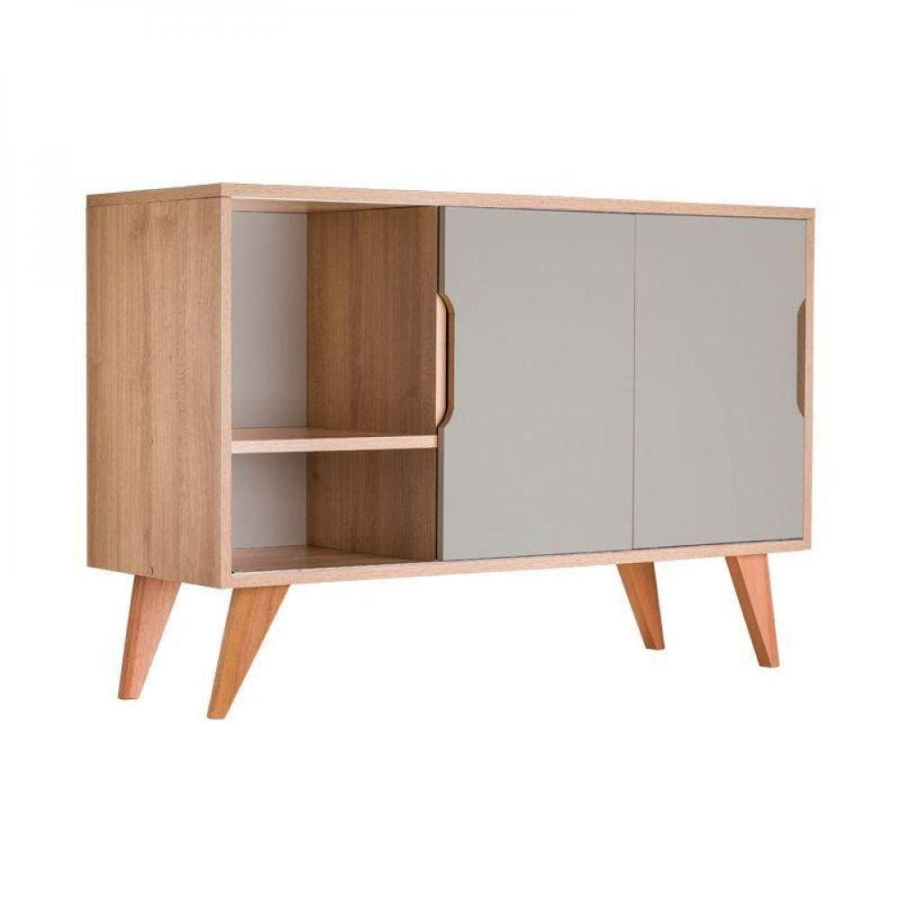 Balcão Buffet Com 2 Portas Carvalho E Verde