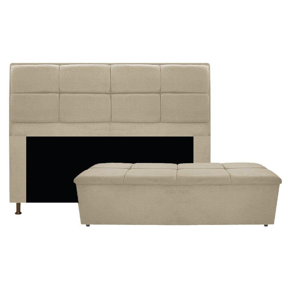 Cabeceira e Calçadeira Munique 195 Cm King Size Corano Bege