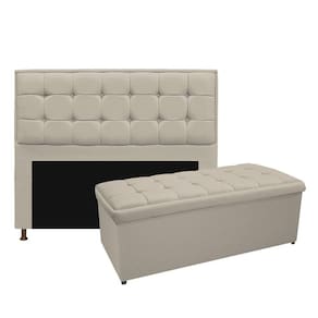 Cabeceira e Calçadeira Copenhague 140 Cm Casal Corano Bege