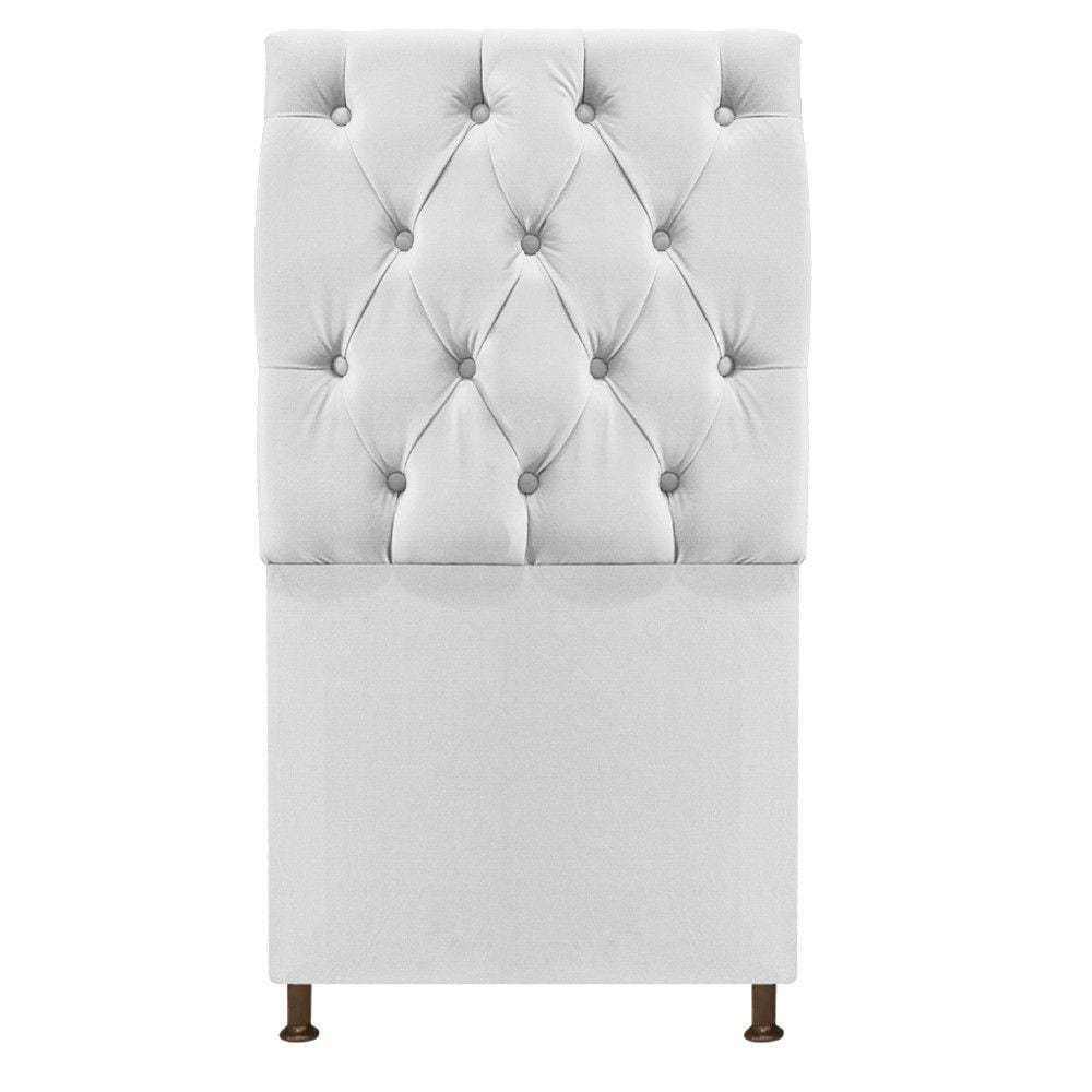 Cabeceira Sofia 90 Cm Solteiro Suede Branco