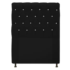 Cabeceira Estofada Cristal 90 Cm Solteiro Com Strass Preto