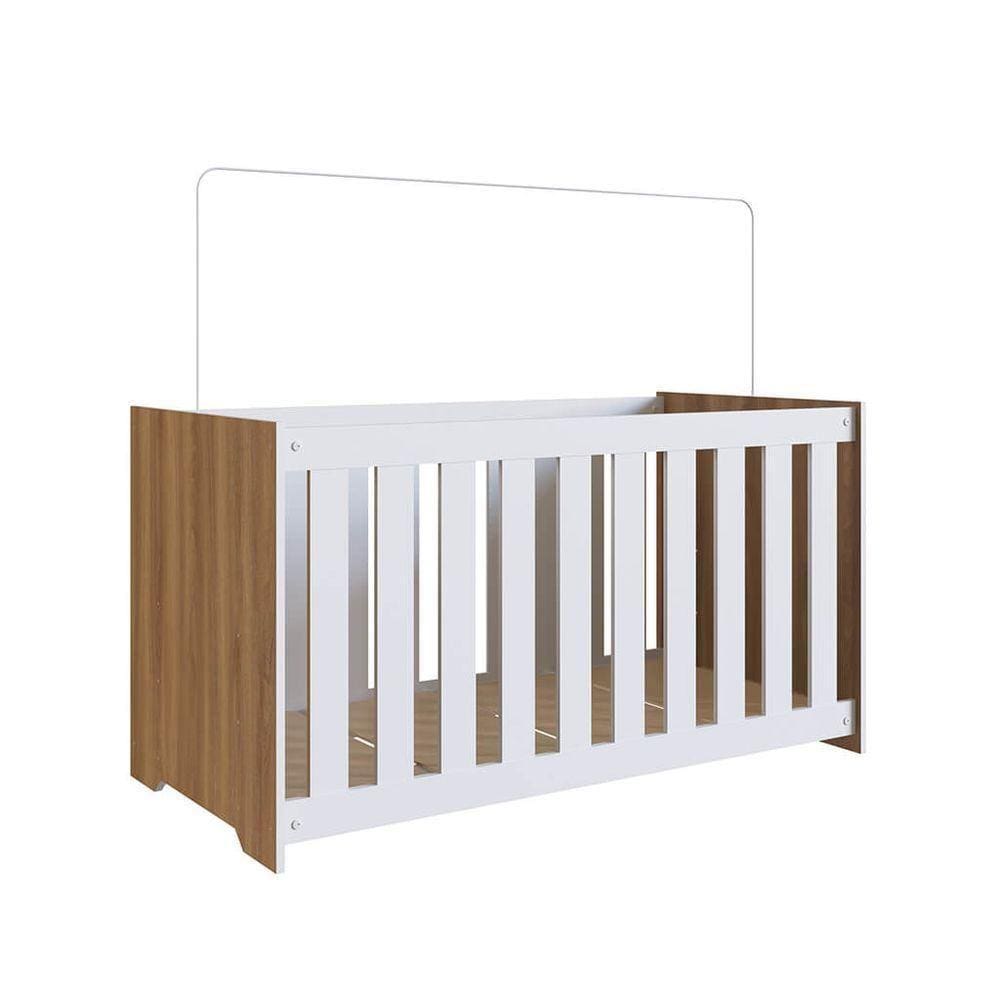 Berço Infantil Regulagem Altura Nogal Manchester E Branco Lilies Móveis