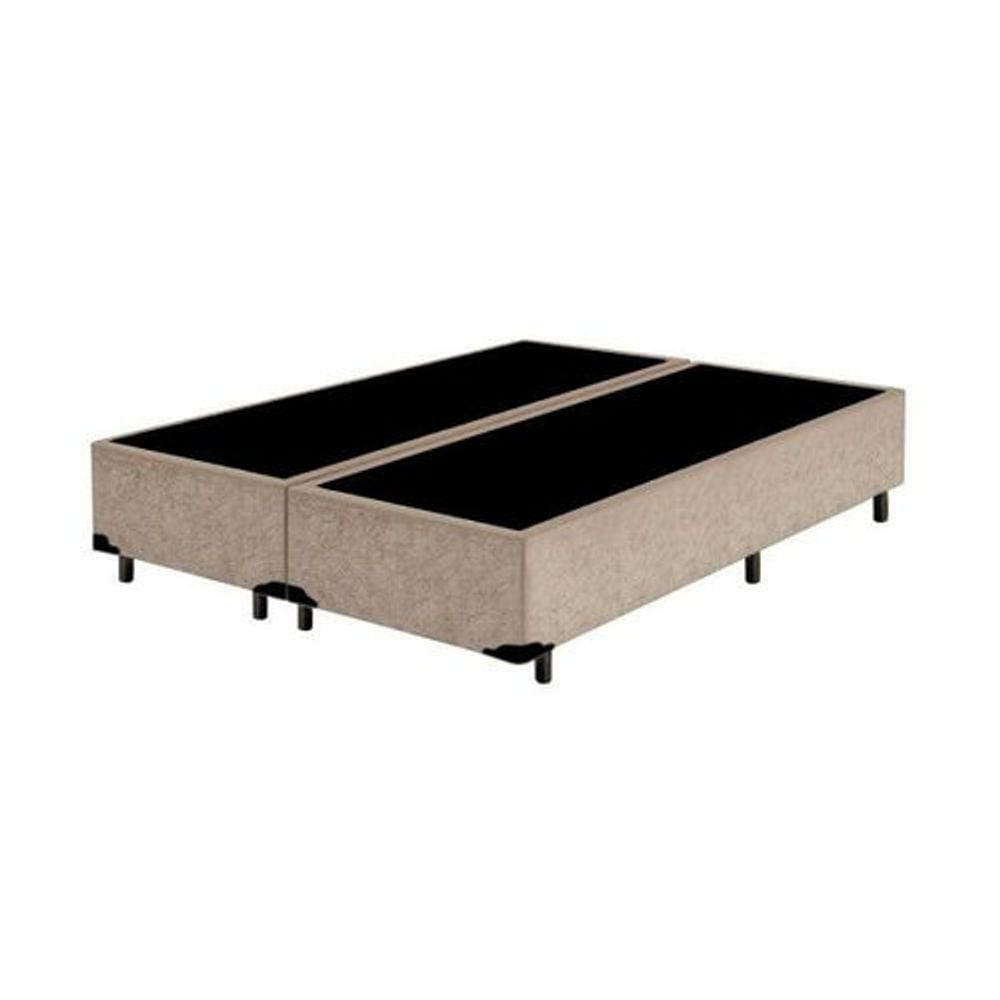 Base Box Casal Bipartido Suede Bege 40x138x188