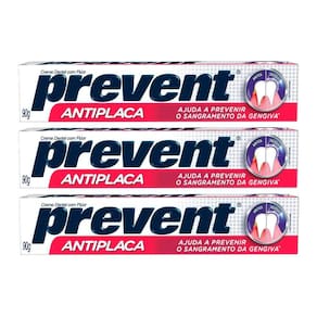 Kit 3 Pasta De Dentes Prevent Antiplaca  Em Creme 90 G