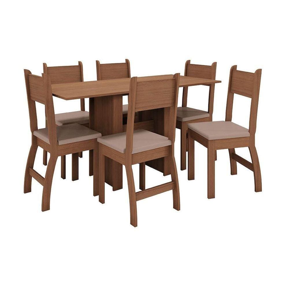 Conjunto Mesa De Jantar 6 Lugares Milano Carvalho Com Savana