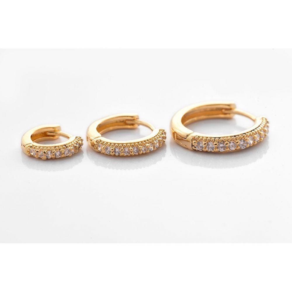 Brinco Trio De Argolinha Com Fio Lateral Folheado Em Ouro 18k