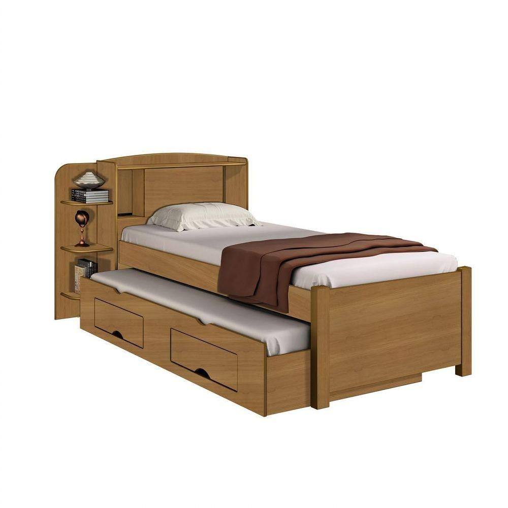 Cama box bau de solteiro com gavetas | Ponto
