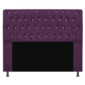 Cabeceira Estofada Lady Com Strass 160cm Queen Size Violeta
