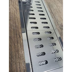 Ralo Linear Inox Polido 15cm x 50cm com Suporte e Tela Anti Insetos - Ficone & Reis