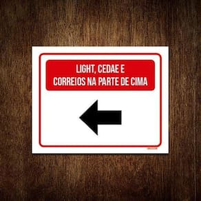 Placa Light Cedae Correios Parte De Cima Seta 18x23cm 3un