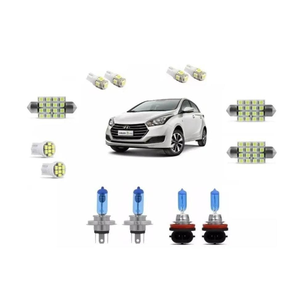 Hyundai Hb20 2013/2019 Kit Lampada + Farol + Milha E Leds