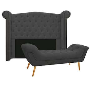Cabeceira e Calçadeira Veneza 140 Cm Casal Corano Cinza