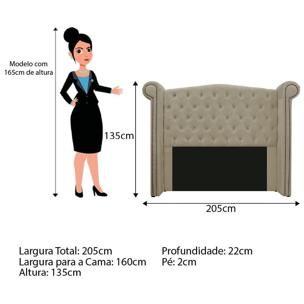Cabeceira E Calçadeira Veneza 160 Cm Queen Size Linho Bege