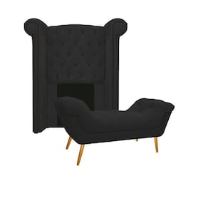 Cabeceira E Calçadeira Veneza 100 Cm Solteiro Corano Preto
