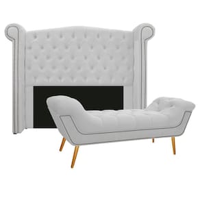 Cabeceira Calçadeira Veneza 160 Cm Queen Size Corano Branco
