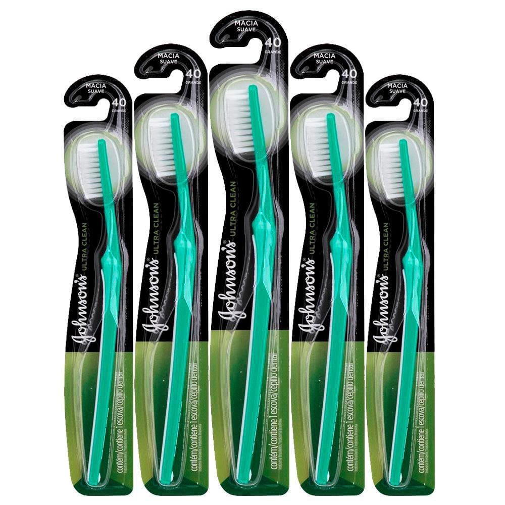 Kit 5 Escova Dental J&j Reach Ultra Clean Macia